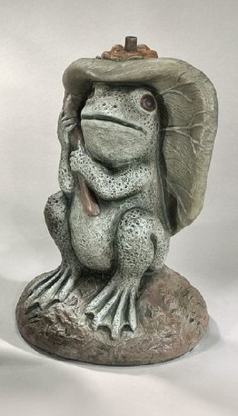 A Waterlily loving Frog statue plumbed for a decorative accent.